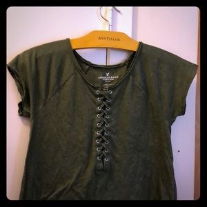 American Eagle Green Criss Cross Top